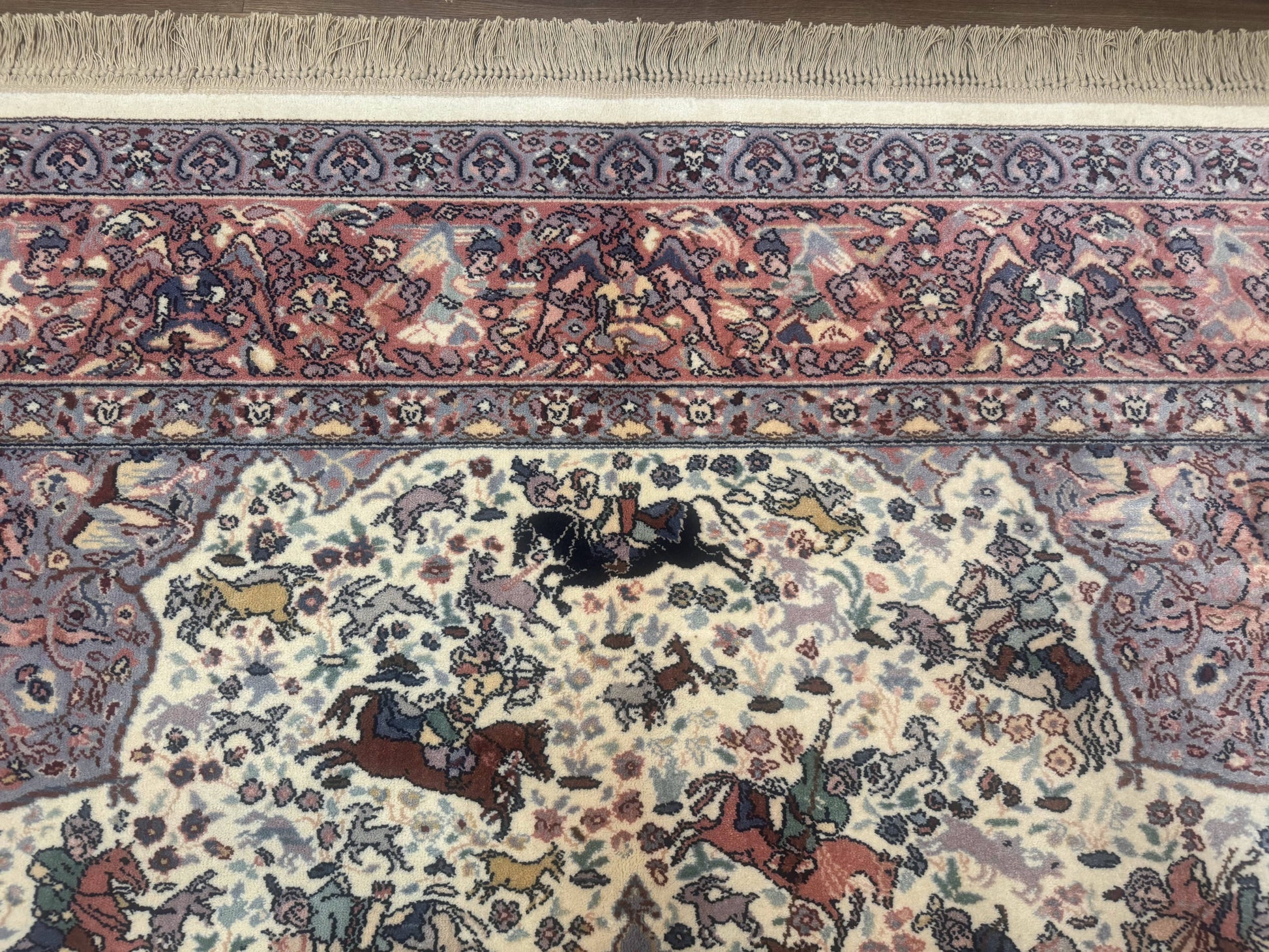 8.8 x 12 Karastan Ivory Hunting Rug #751, Vintage Wool Discontinued Original 700 Series, Rare - Nuvé