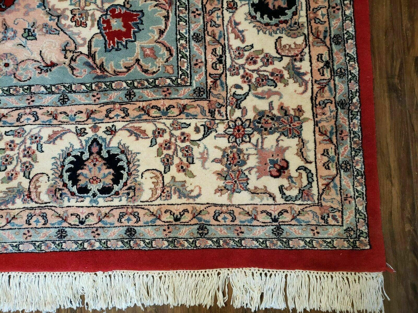 9' X 12' Vintage Handmade India Medallion Wool Rug Vegetable Dyes Nice Red - Nuvé