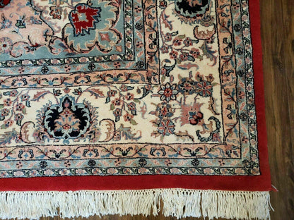 9' X 12' Vintage Handmade India Medallion Wool Rug Vegetable Dyes Nice Red - Nuvé