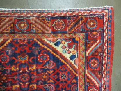 3' 6" X 10' 4" Antique Handmade India Floral Oriental Wool Runner Rug # 128