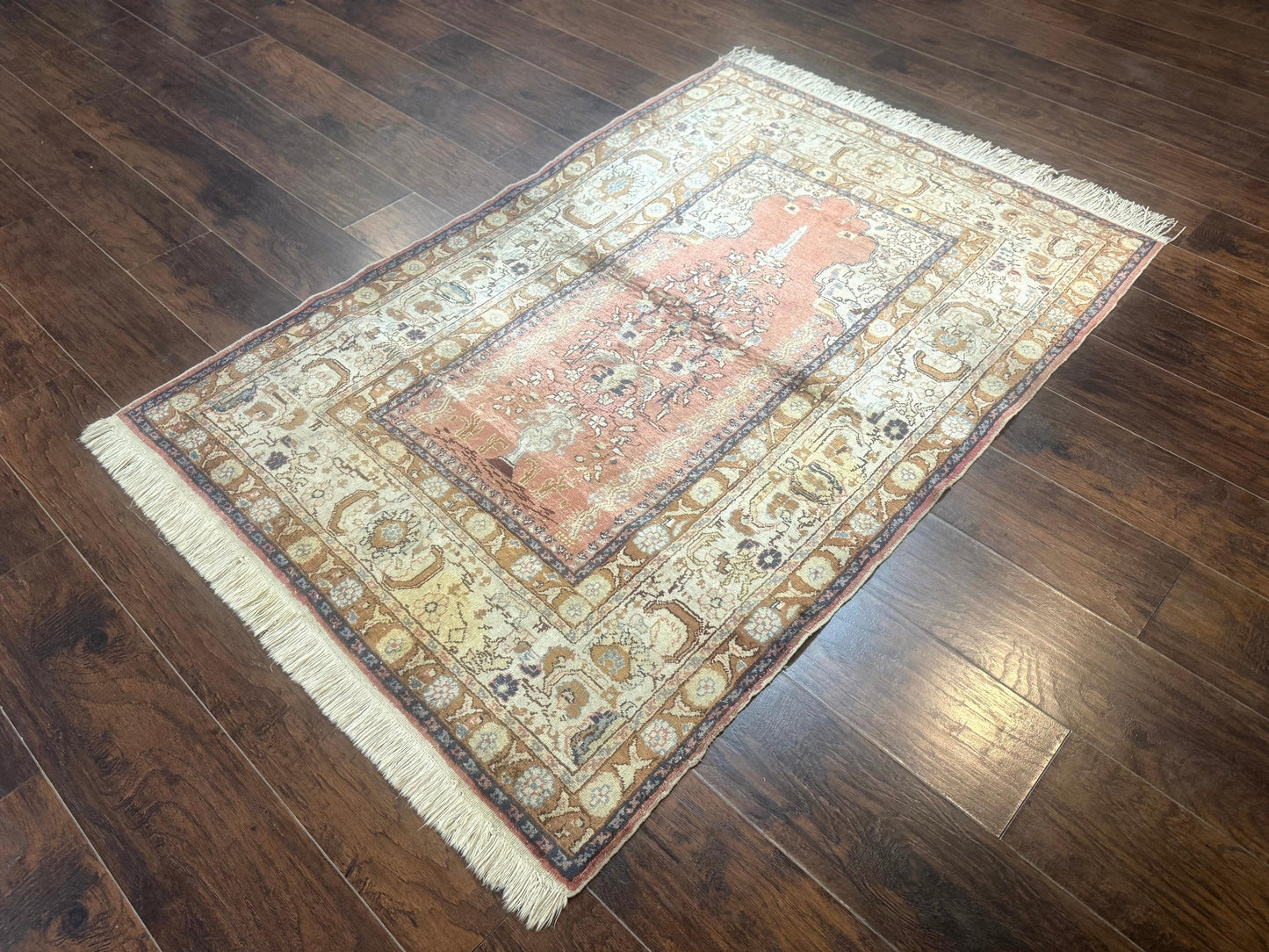 Silk Indian Kayseri Rug 4x6, Haji Jalili Design, Vintage Rug - Nuvé