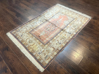 Silk Indian Kayseri Rug 4x6, Haji Jalili Design, Vintage Rug - Nuvé