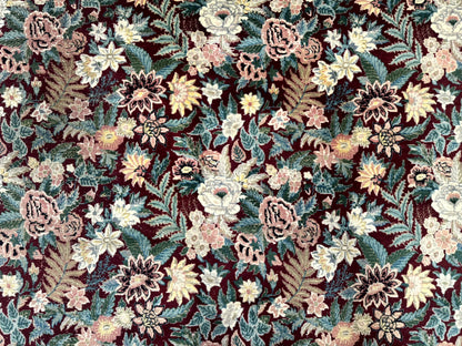 Pakistani Rug 9x12 William Morris Maroon Vintage Floral Wool - Nuvé