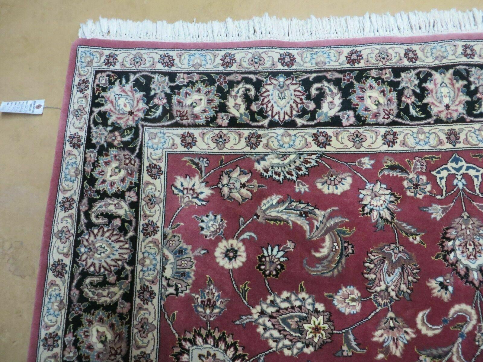 6' X 9' Vintage Handmade Fine India Floral Oriental Silk Accent Wool Rug Carpet - Nuvé