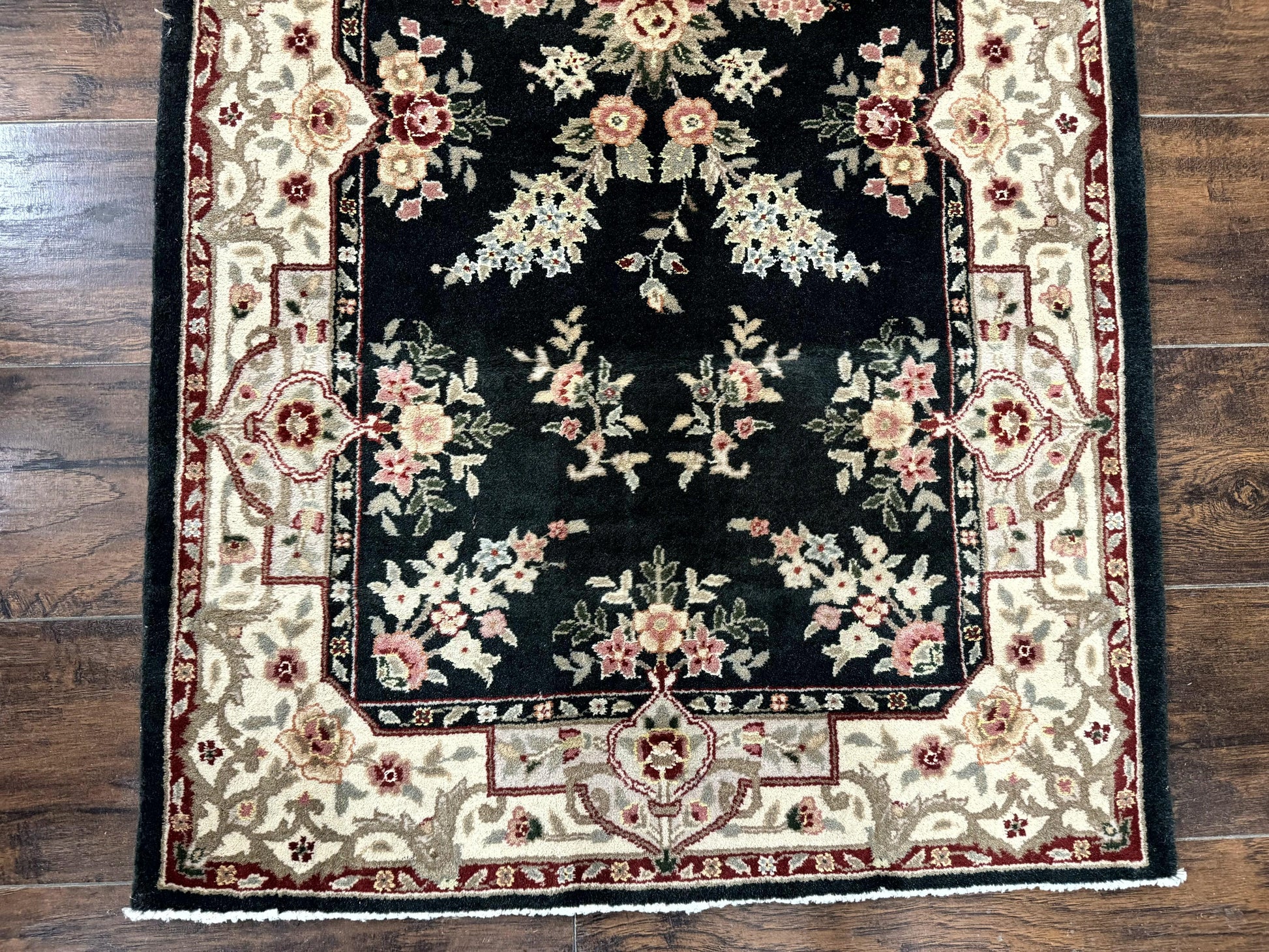 Long Pak Persian Runner Rug 2.7 x 21, Floral Allover, Dark Green and Beige, Handmade Wool Runner Rug, 21ft Runner for Hallway - Nuvé
