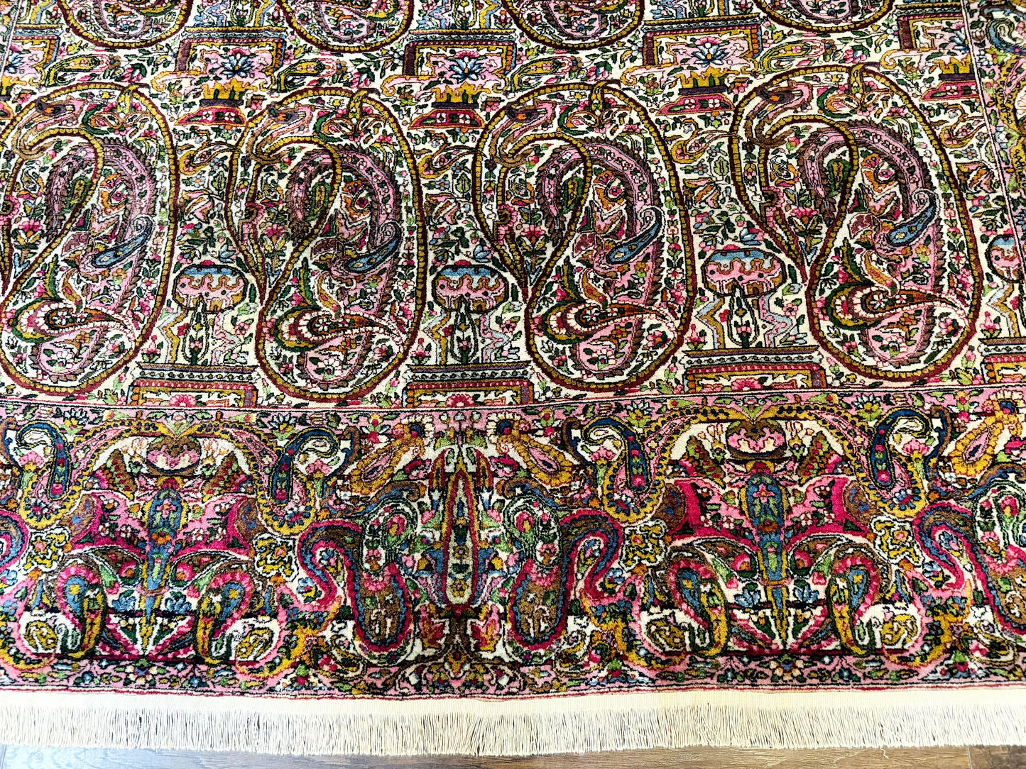 Rare Antique Persian Kerman Lavar Rug 9x12, Boteh Paisley Design - Nuvé