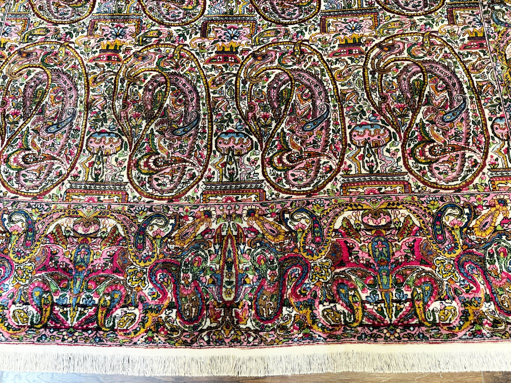 Rare Antique Persian Kerman Lavar Rug 9x12, Boteh Paisley Design - Nuvé