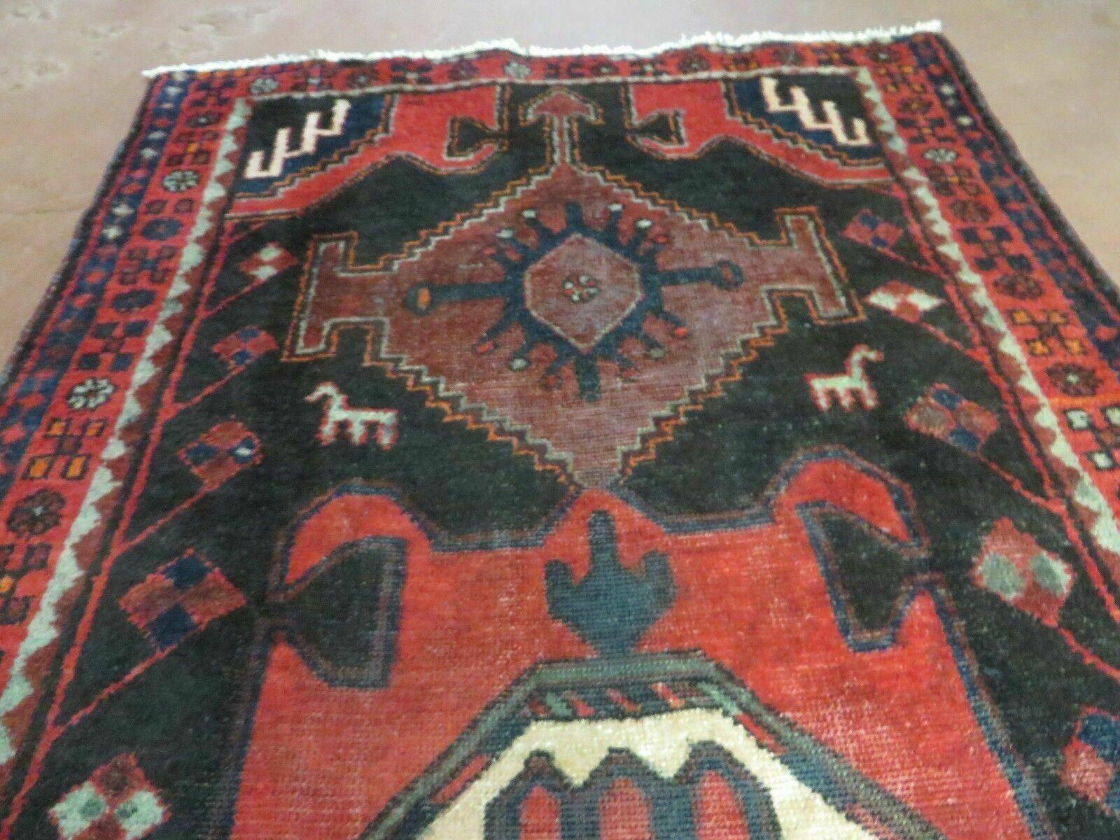 4' X 8' Antique Handmade India Geometric Oriental Tribal Wool Rug Red # 603 - Nuvé