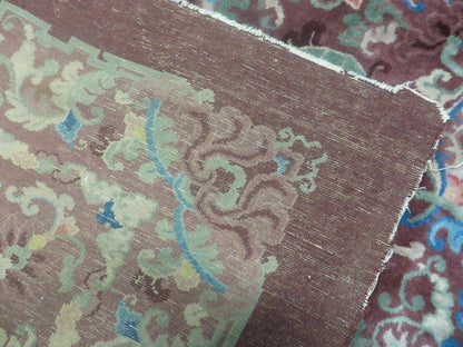8' X 10' Vintage Handmade Chinese Art Deco Peking Nichols Wool Rug Flowers Nice - Nuvé
