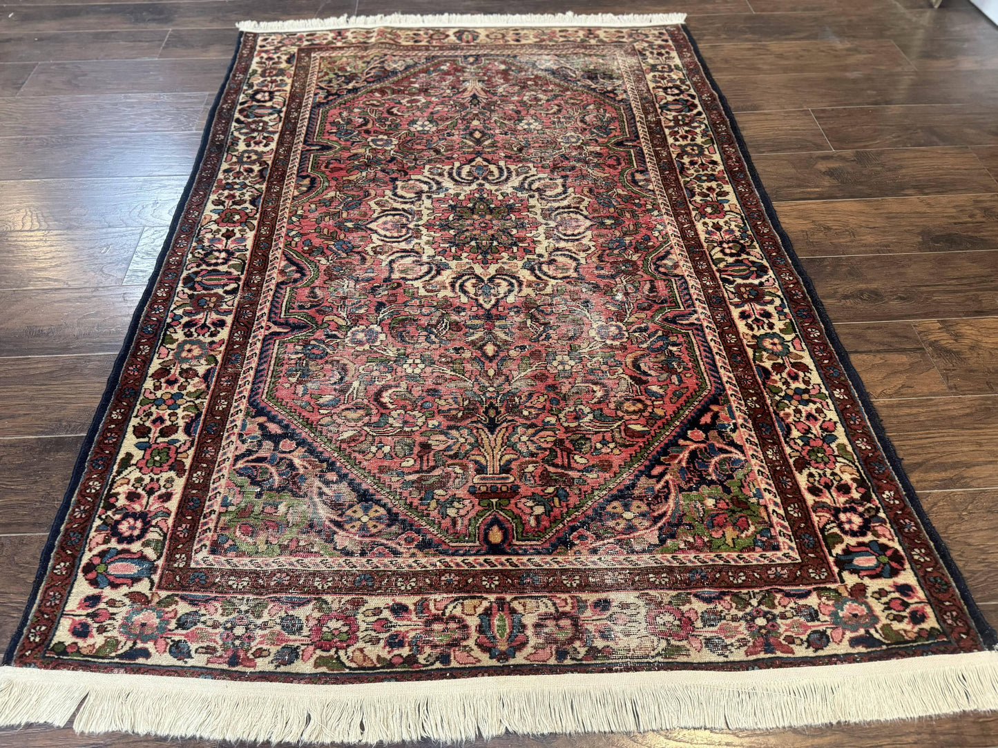 Antique Persian Malayer Rug 4'7" x 6'6" – 1920s Tribal Red Wool Carpet - Nuvé