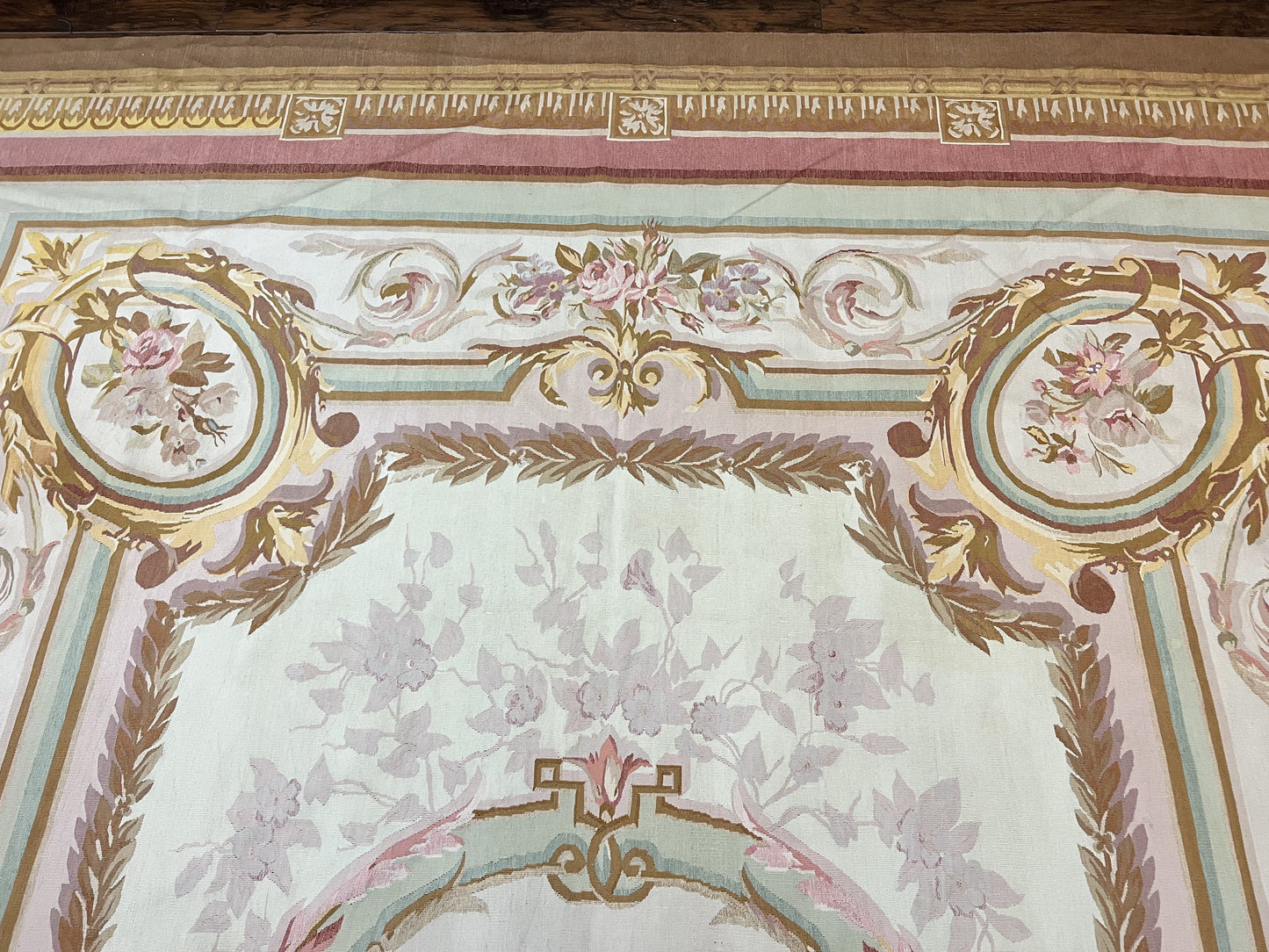 Large Aubusson Rug 11x15, Oversized Gallery Palace Size Flatweave Savonnerie Carpet 11 x 15 ft, Wool Handmade Vintage Elegant European - Nuvé