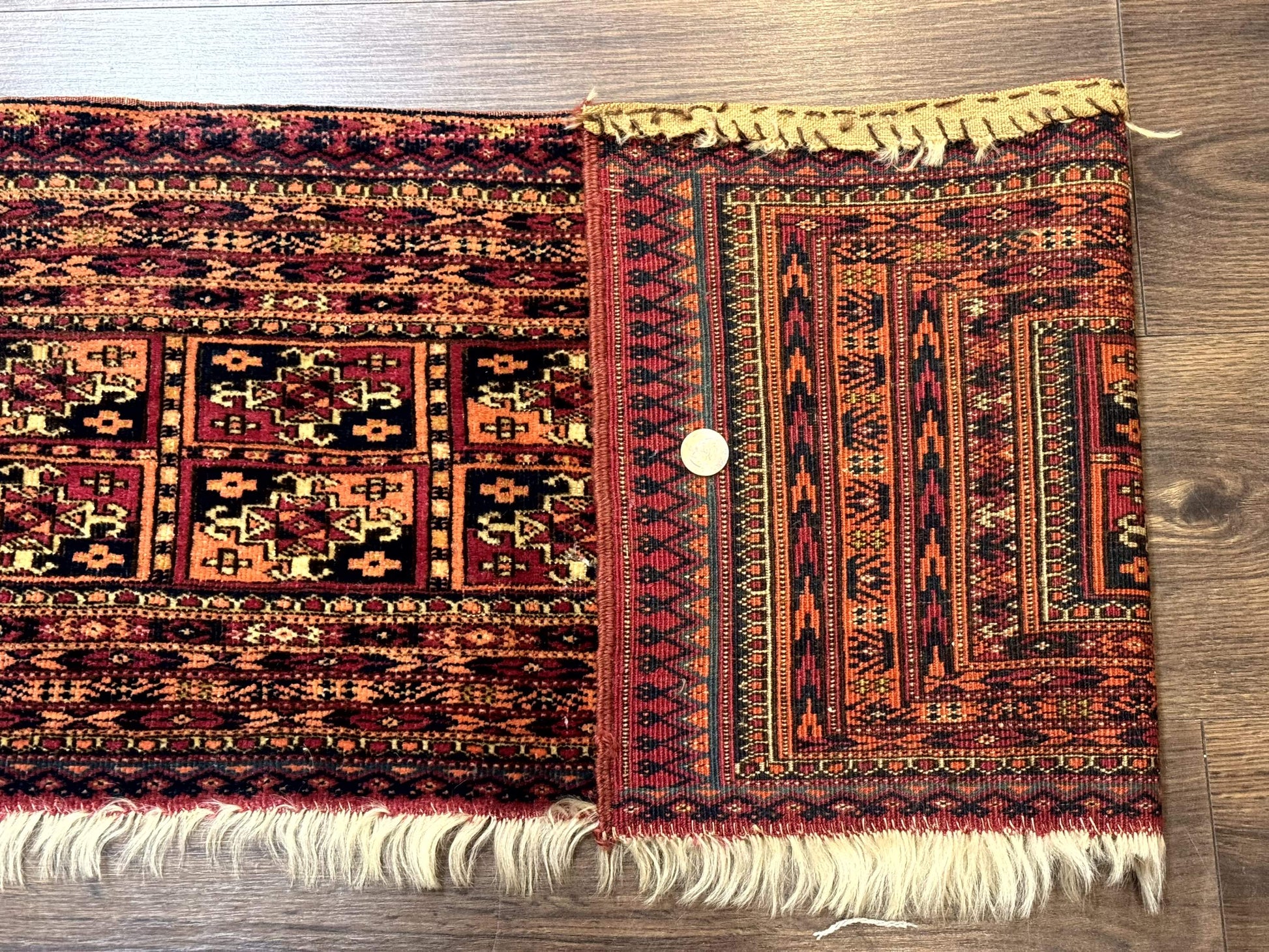 Antique Persian Turkoman Mafresh Rug 1x4, Wool, Tribal Collectible - Nuvé