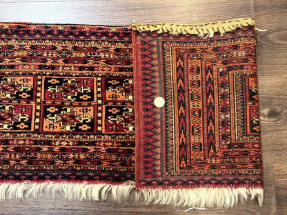 Antique Persian Turkoman Mafresh Rug 1x4, Wool, Tribal Collectible - Nuvé