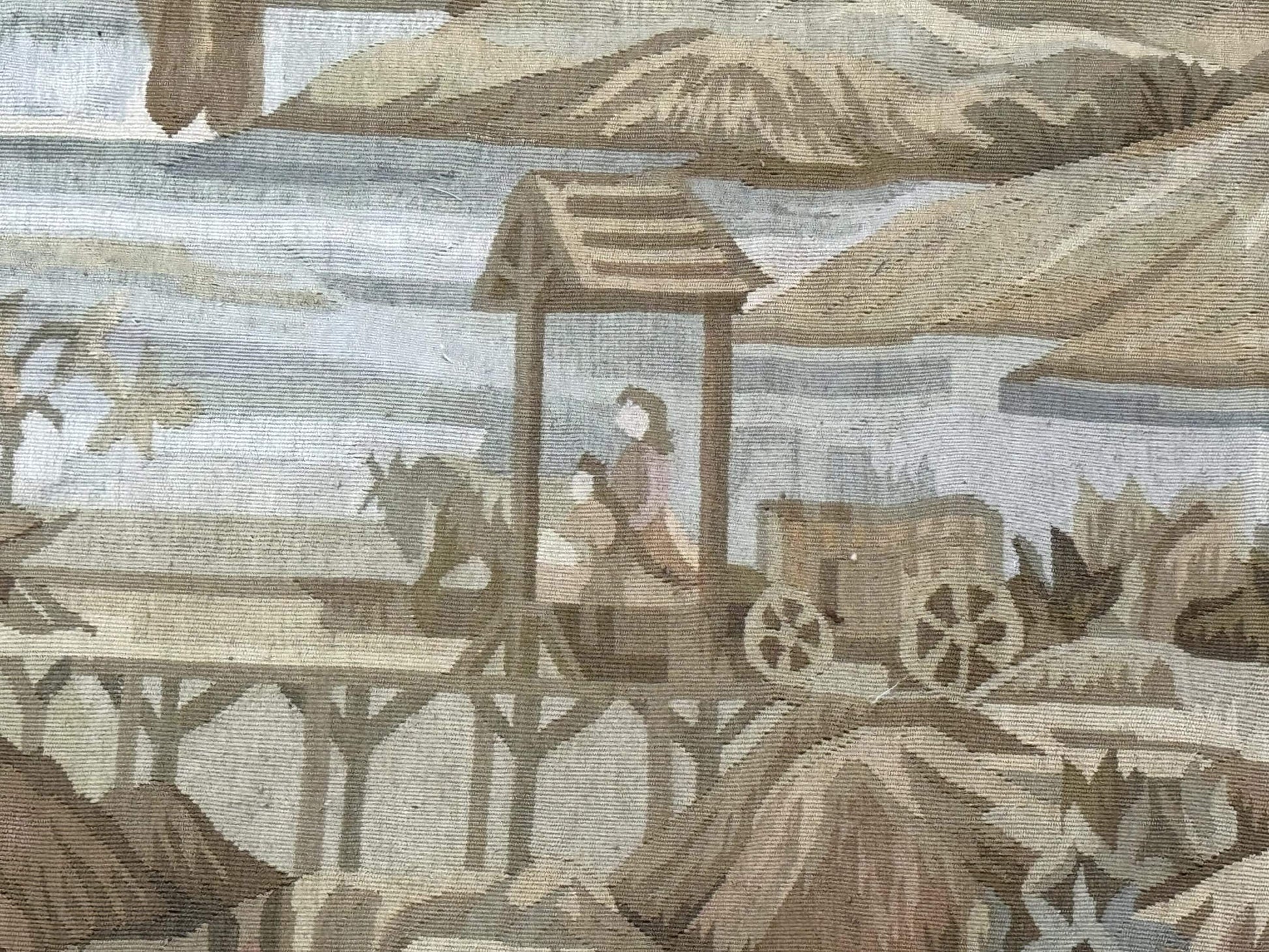 Vintage French Tapestry 5x7, Handmade, Wool, Aubusson Weave - Nuvé