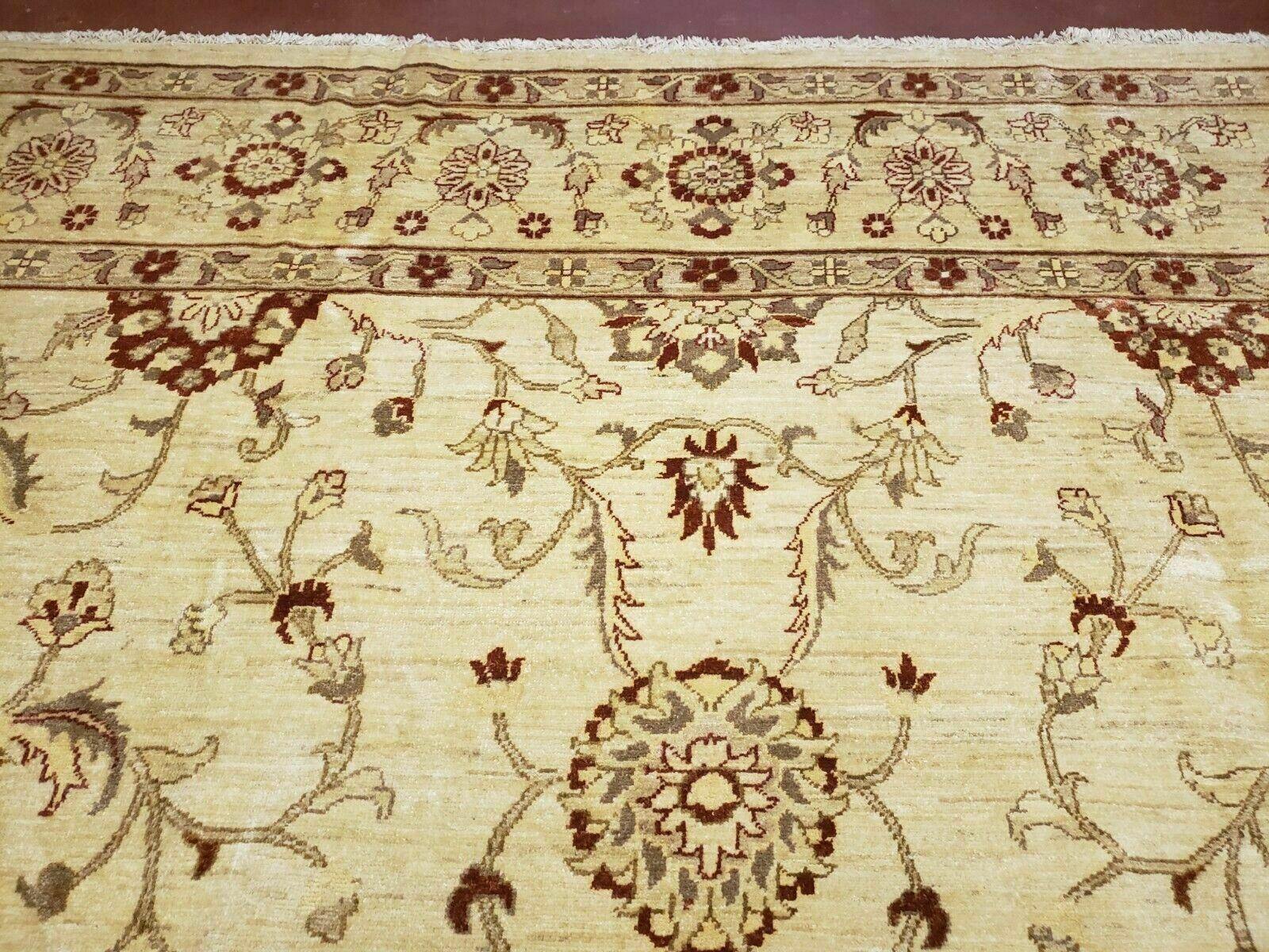 Oushak Rug 10x14 Neutral Colors Handmade Peshawar Wool Carpet Oatmeal Beige - Nuvé