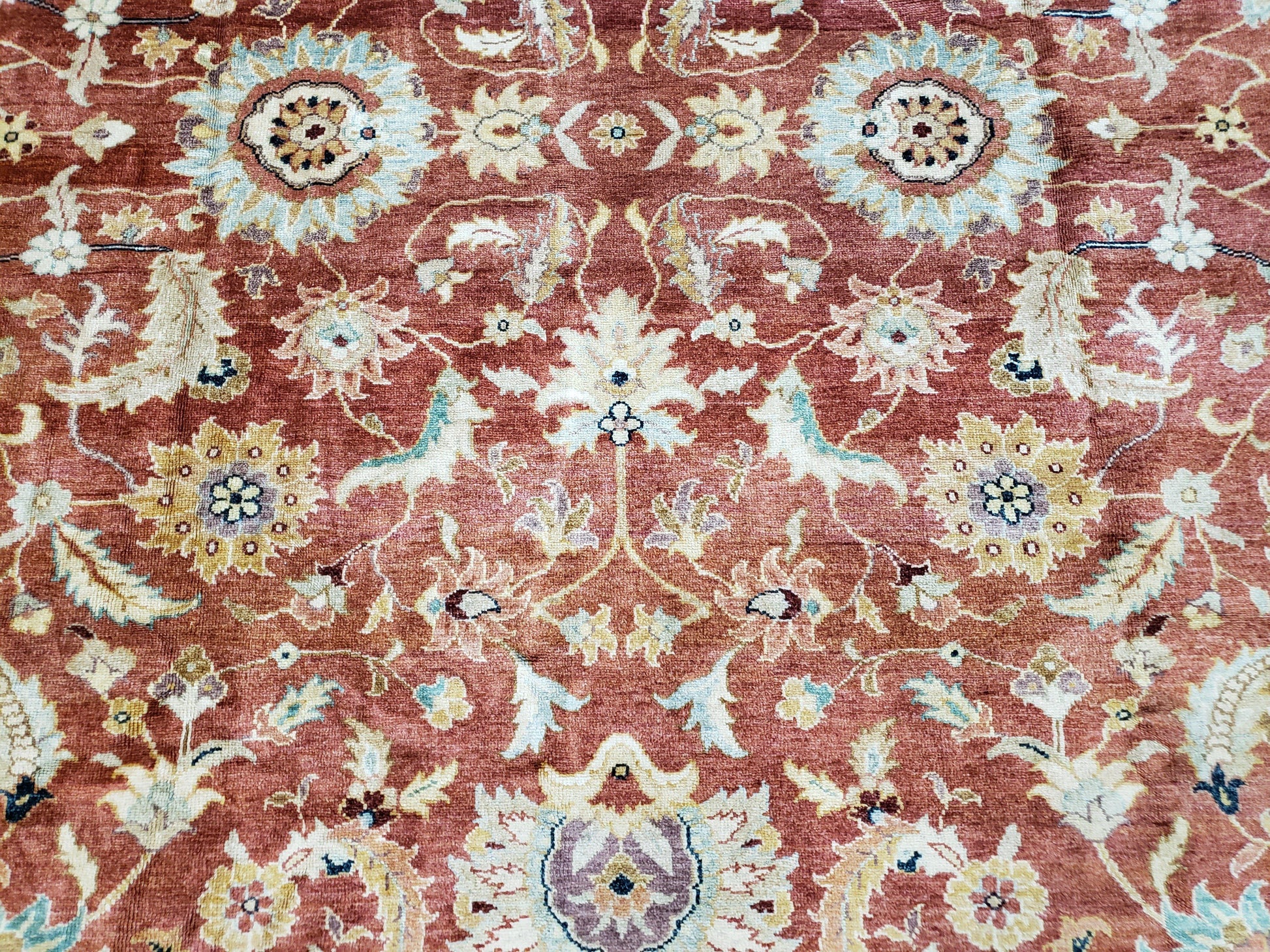 Safavieh Room Sized Rug 10x14, Wool Hand-Knotted Auburn Red & Light Gold Egyptian Mahal Oriental Carpet, 10 x 14 Large Living Room Rug - Nuvé