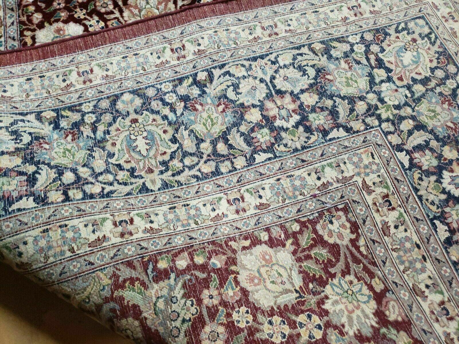 Persian Rug 9x12, Floral Allover, Very Fine, Handmade, Room Sized Oriental Carpet, Sino Persian, Maroon and Navy Blue - Nuvé