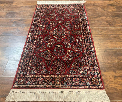 Karastan Rug 3x5 Red Sarouk #785, Karastan Wool Pile Rug, Original 700 Series, Discontinued Vintage Karastan Carpet - Nuvé