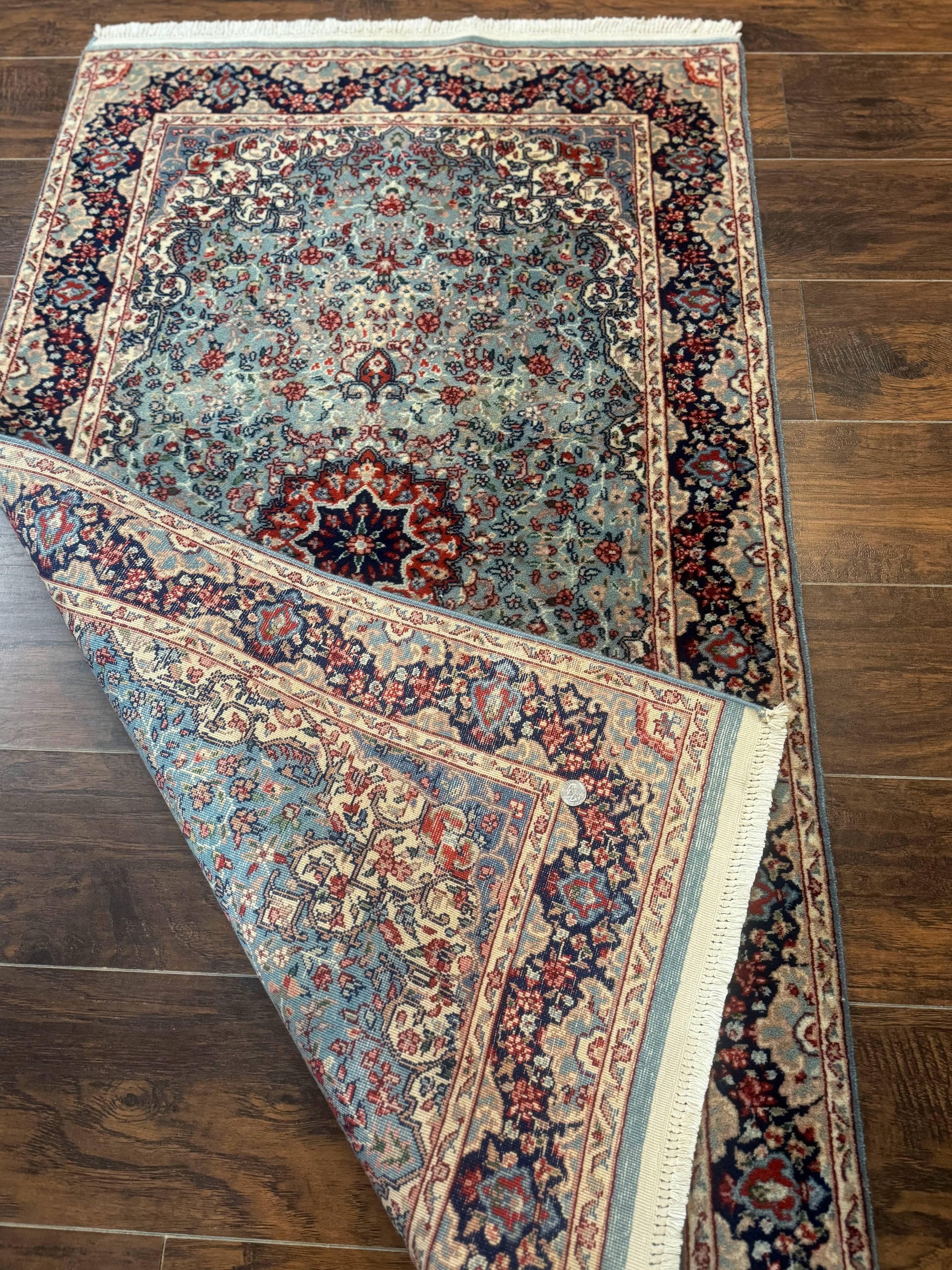 Indo Persian Kerman Rug 3x5, Light Blue, Floral Medallion - Nuvé