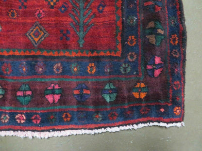 4' X 8' Antique Handmade India Geometric Oriental Wool Rug Veg Dyes Nice