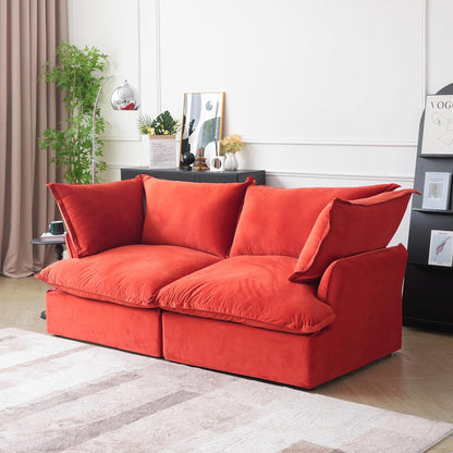 Sabi Modular Boucle Cloud Sofa - Red - Single Ottoman - Nuvé