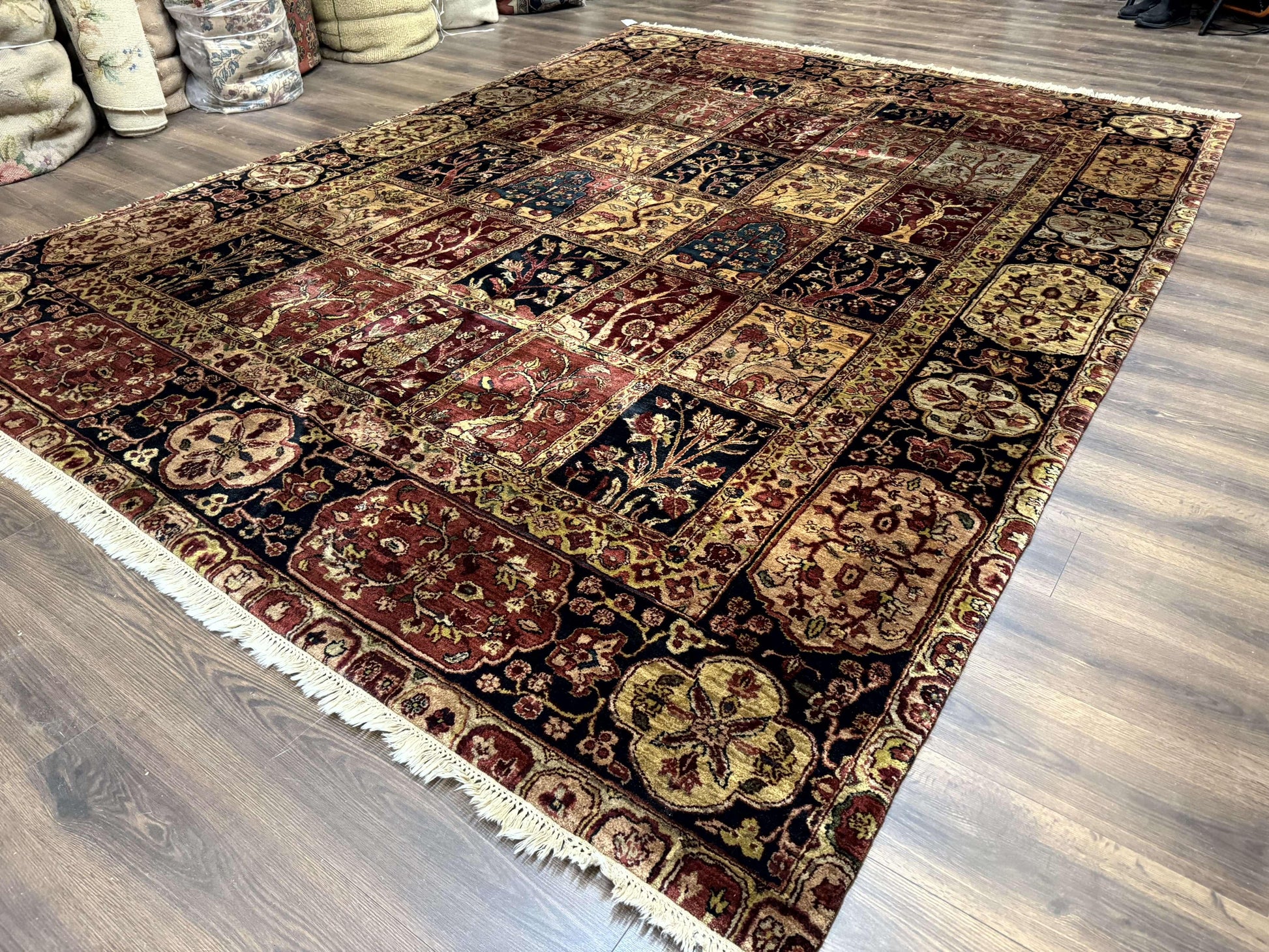 Indo Persian Rug 9x12, Bakhtiari Panel Design, Multicolor, Soft Wool Pile - Nuvé