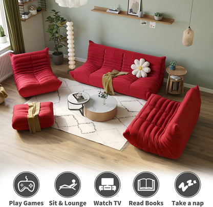 Muku Bouclé Chair - Red - 2 Seater - Nuvé