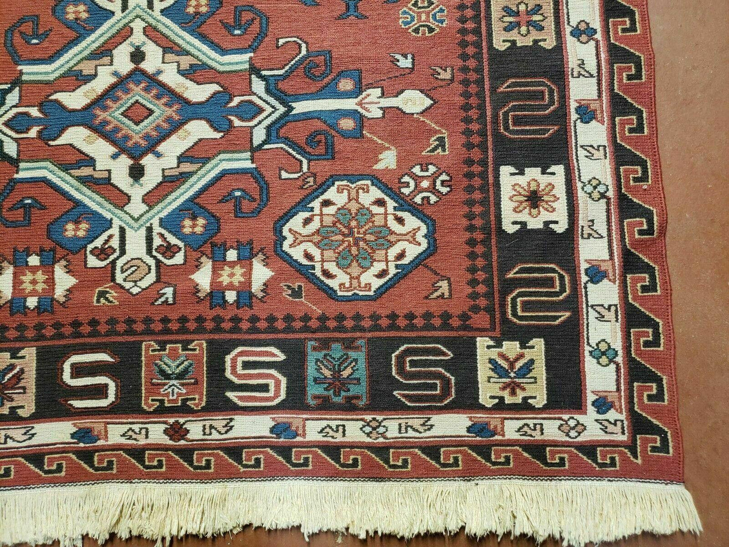4' X 6' Vintage Russian Kilim Handmade Caucasian Soumak Flat Weave Wool Rug - Nuvé