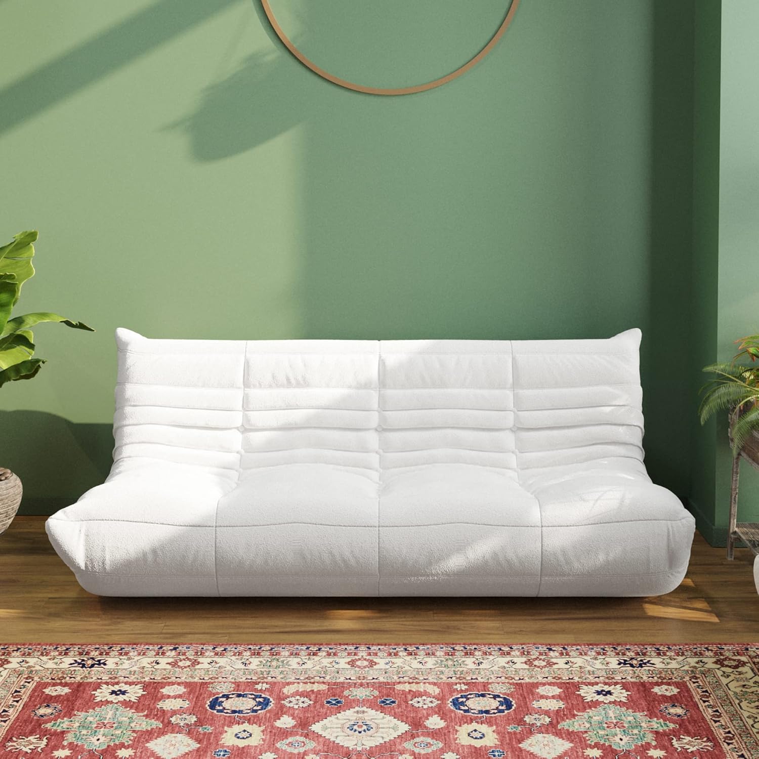 Muku Bouclé Chair - White - 3 Seater - Nuvé