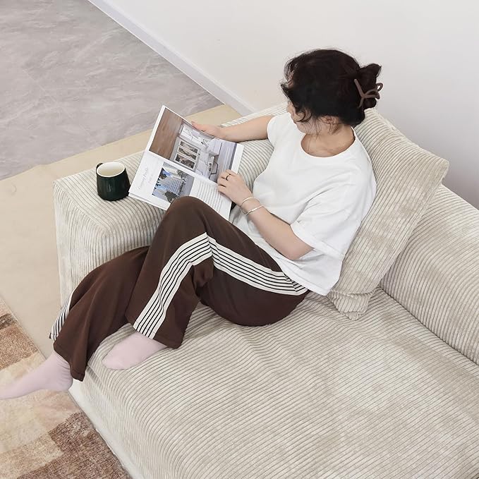 Kanso Corduroy Modular Bouclé Cloud Couch - Beige - 2-Seater Sofa - Nuvé