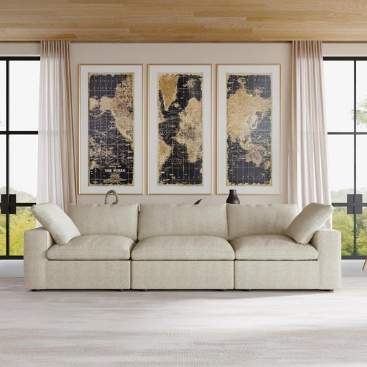 Nuvé® Solace Modular Bouclé Cloud Sofa - Khaki - 3-Seater Sofa - Nuvé