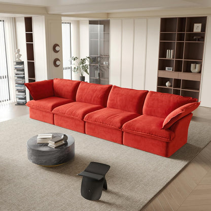 Sabi Modular Boucle Cloud Sofa- Red - 4-Seater Sofa - Nuvé