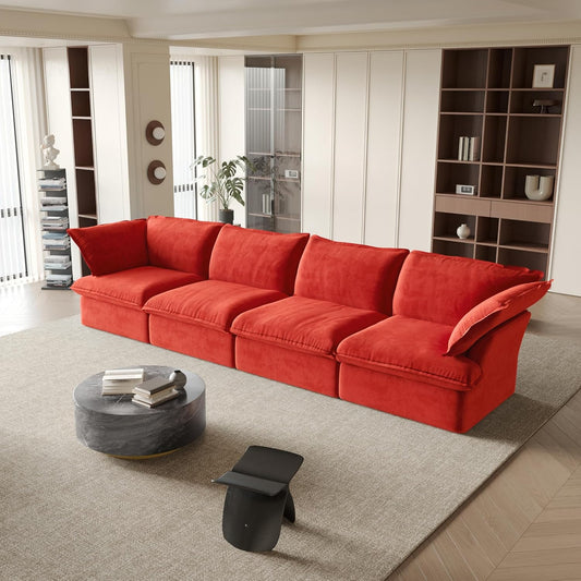 Sabi Modular Boucle Cloud Sofa- Red - 4-Seater Sofa - Nuvé