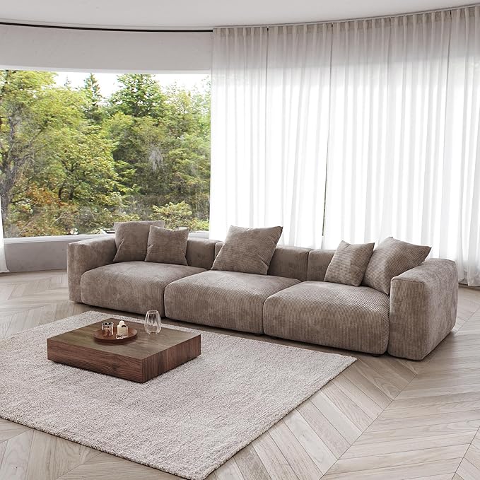 Kanso Corduroy Modular Bouclé Cloud Couch - Brown - 3-Seater Sofa - Nuvé