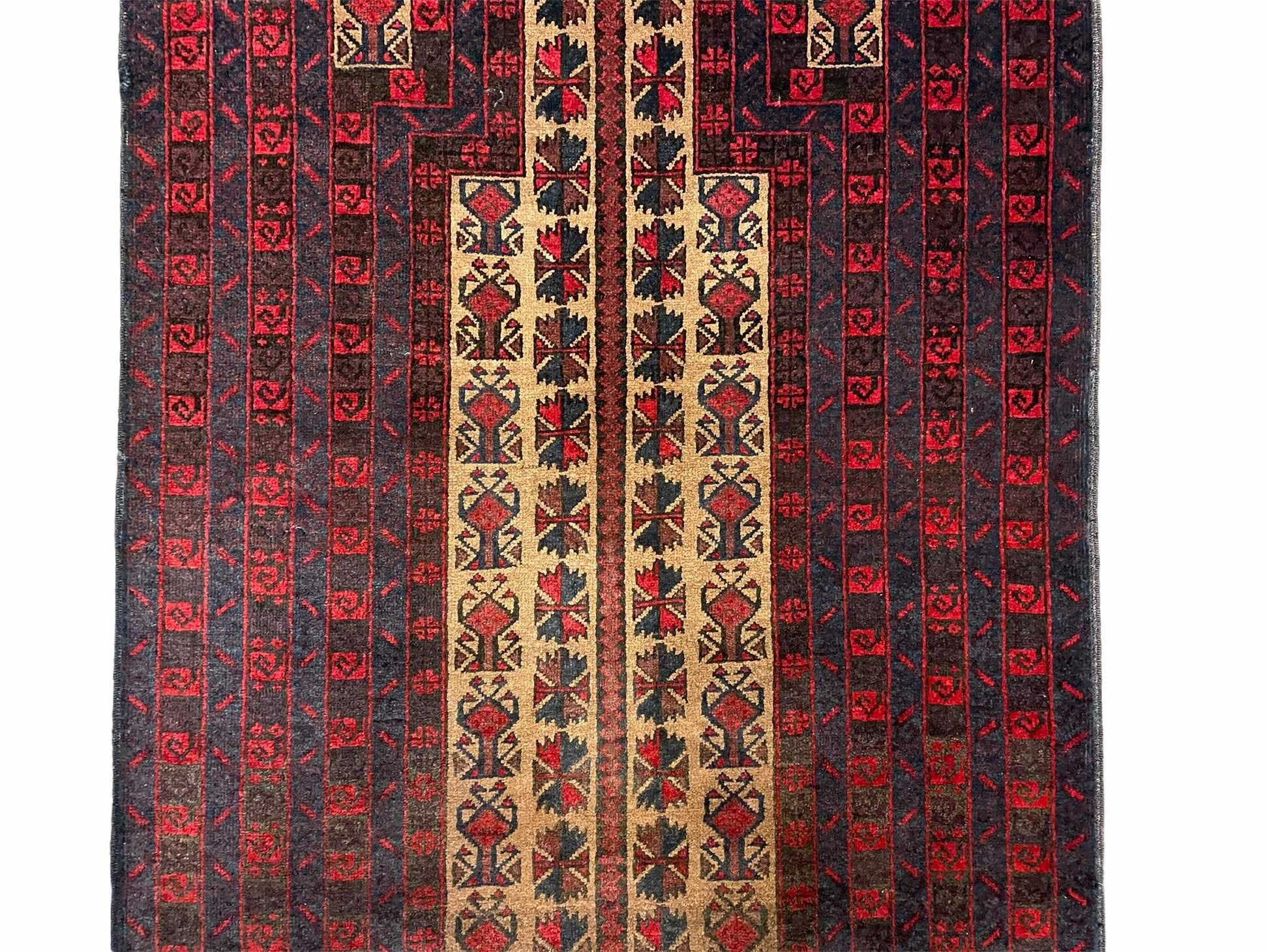 3 X 3.5 New Vintage Handmade Wool Rug Tribal Turkoman Balouch Red Prayer Rug - Nuvé