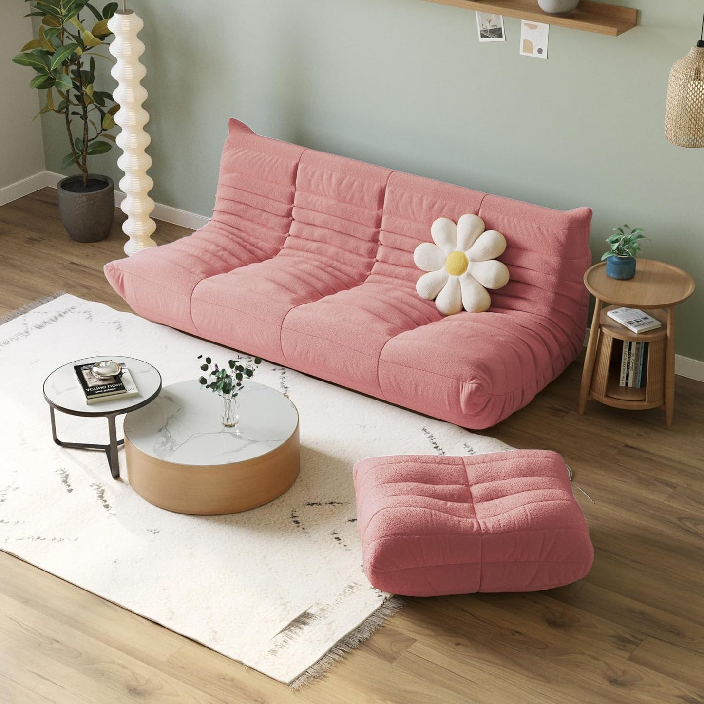 Muku Bouclé Chair - Pink - 3 Seater - Nuvé