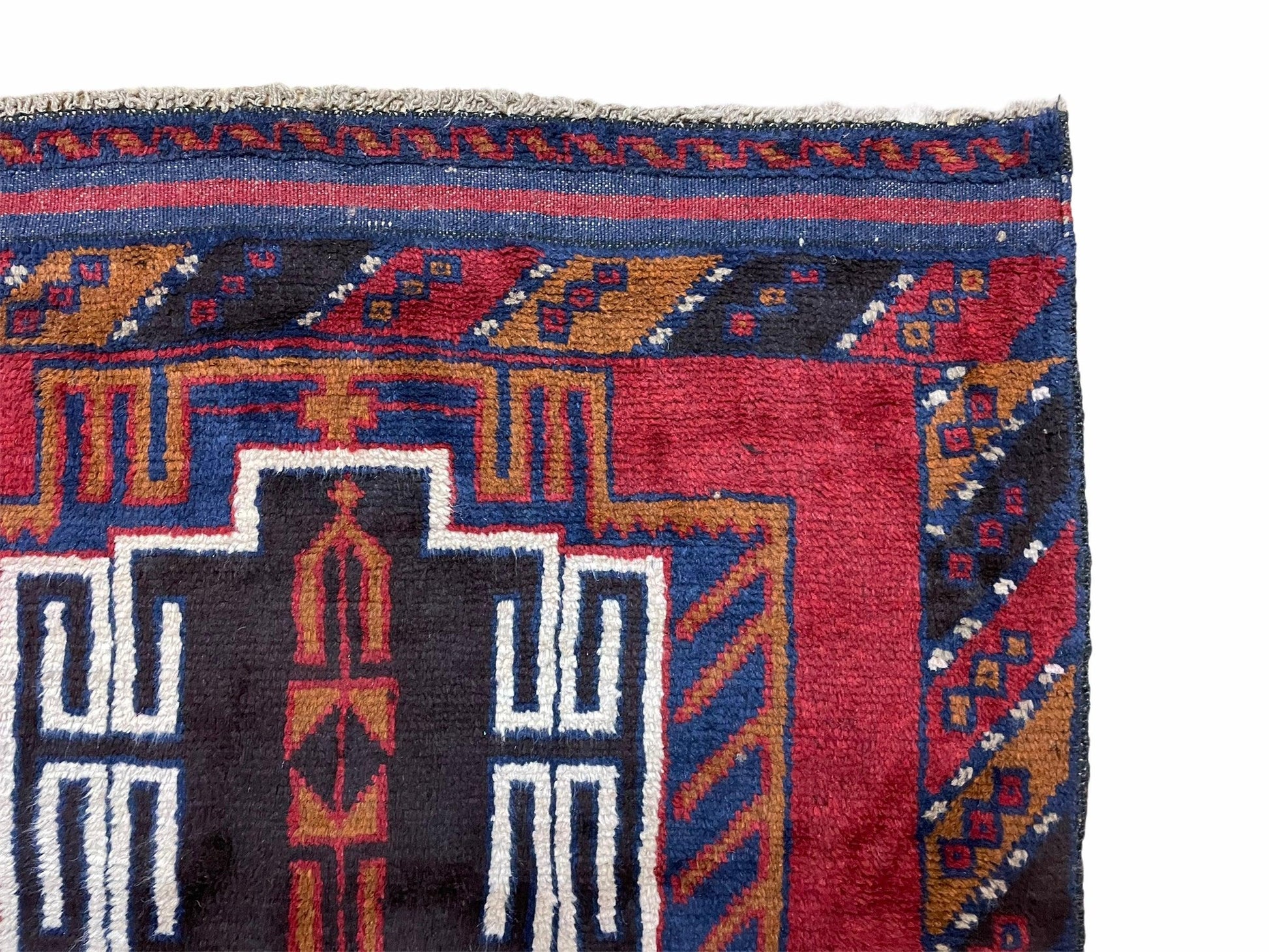 3 X 5 Vintage Handmade Tribal Wool Rug Balouchi Rug Afghan Rug Red Beige Nice - Nuvé