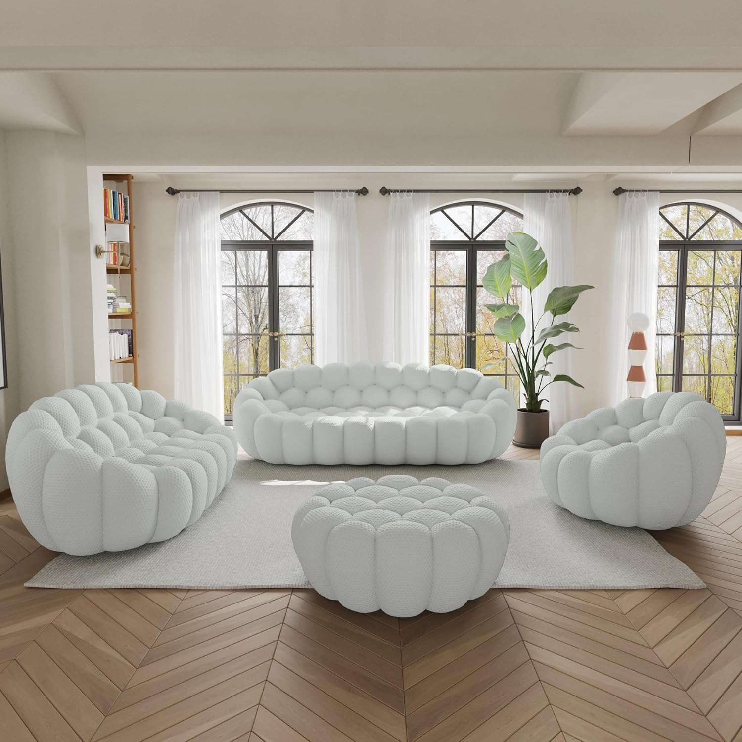 Nuvé® Mitsu Modular Bouclé Cloud Sofa - Light Grey - 1 + 2 + 3 Seater and Ottoman - Nuvé