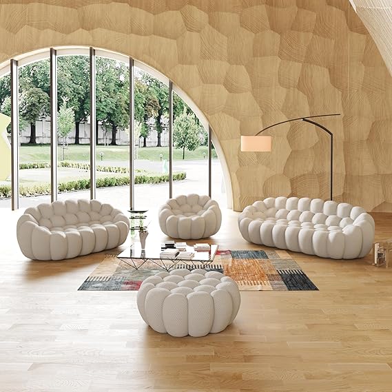 Nuvé® Mitsu Modular Bouclé Cloud Sofa - Light Grey - 1 + 2 + 3 Seater and Ottoman - Nuvé