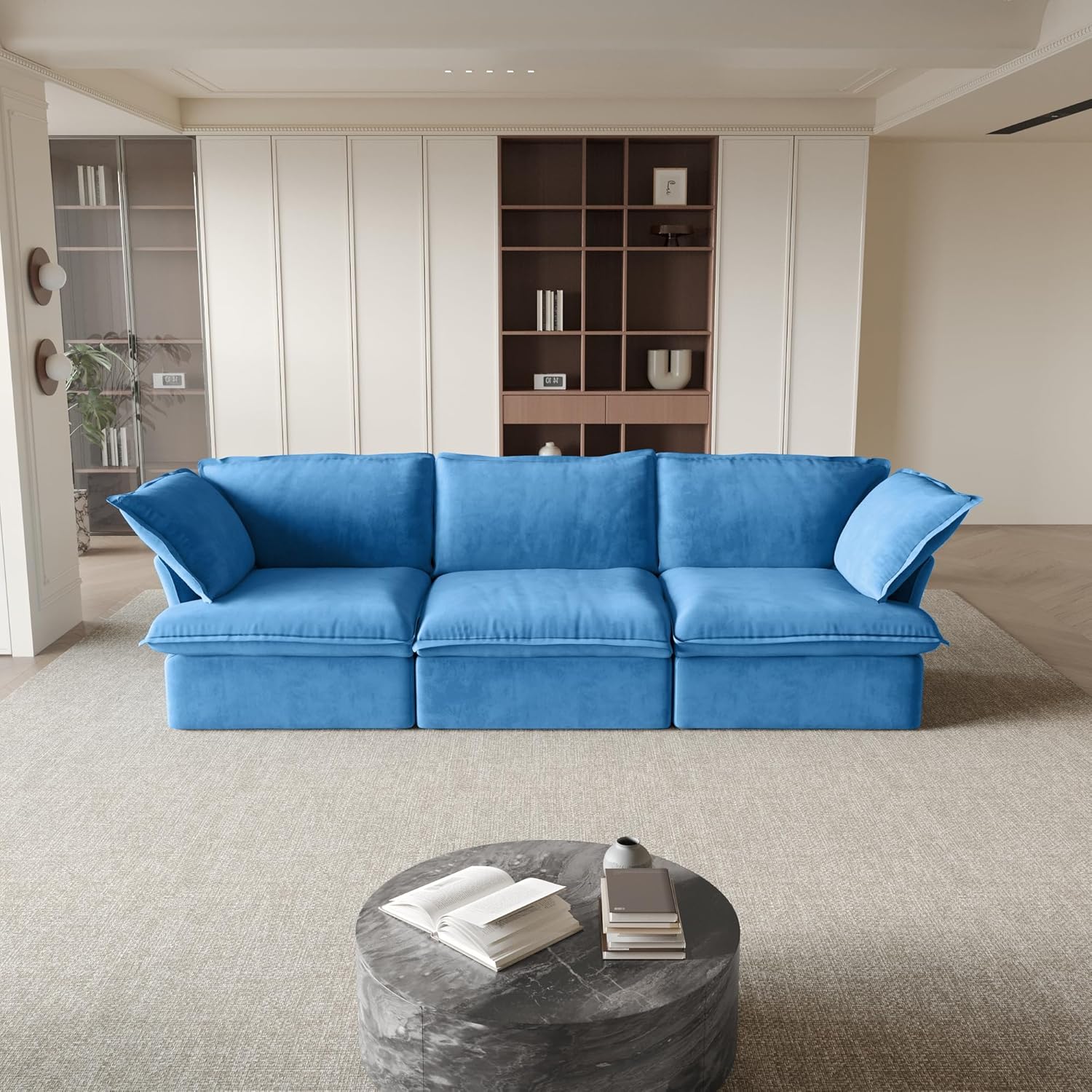 Sabi Modular Boucle Cloud Sofa - Blue - 3-Seater Sofa - Nuvé