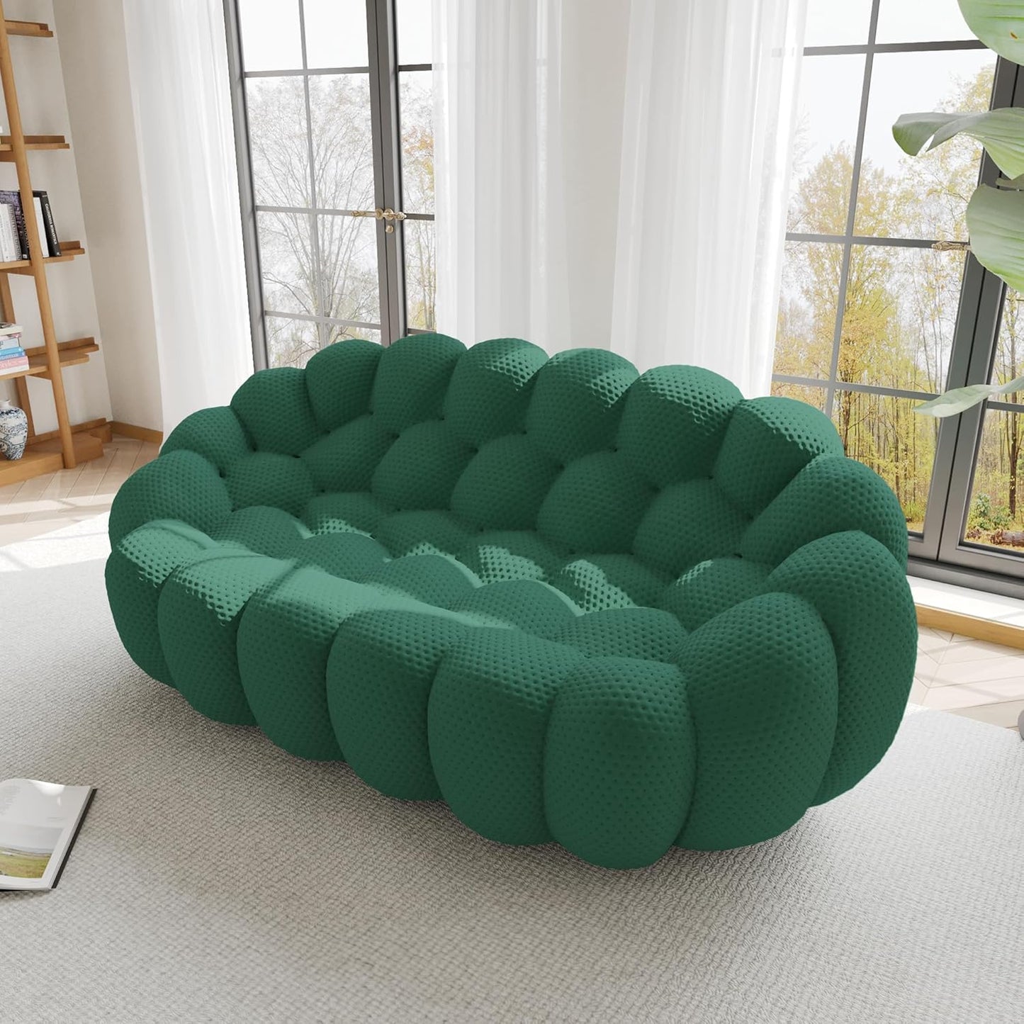 Nuvé® Mitsu Modular Bouclé Cloud Sofa - Dark Green - 2 Seater Sofa - Nuvé