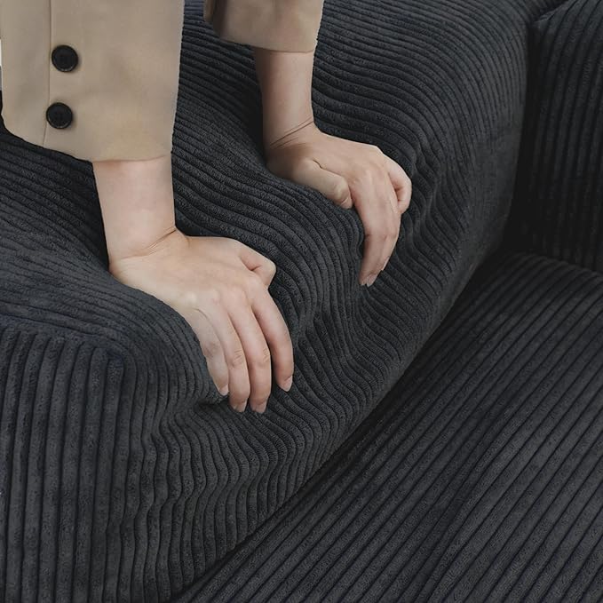 Kanso Corduroy Modular Bouclé Cloud Couch - Black - 2-Seater Sofa - Nuvé