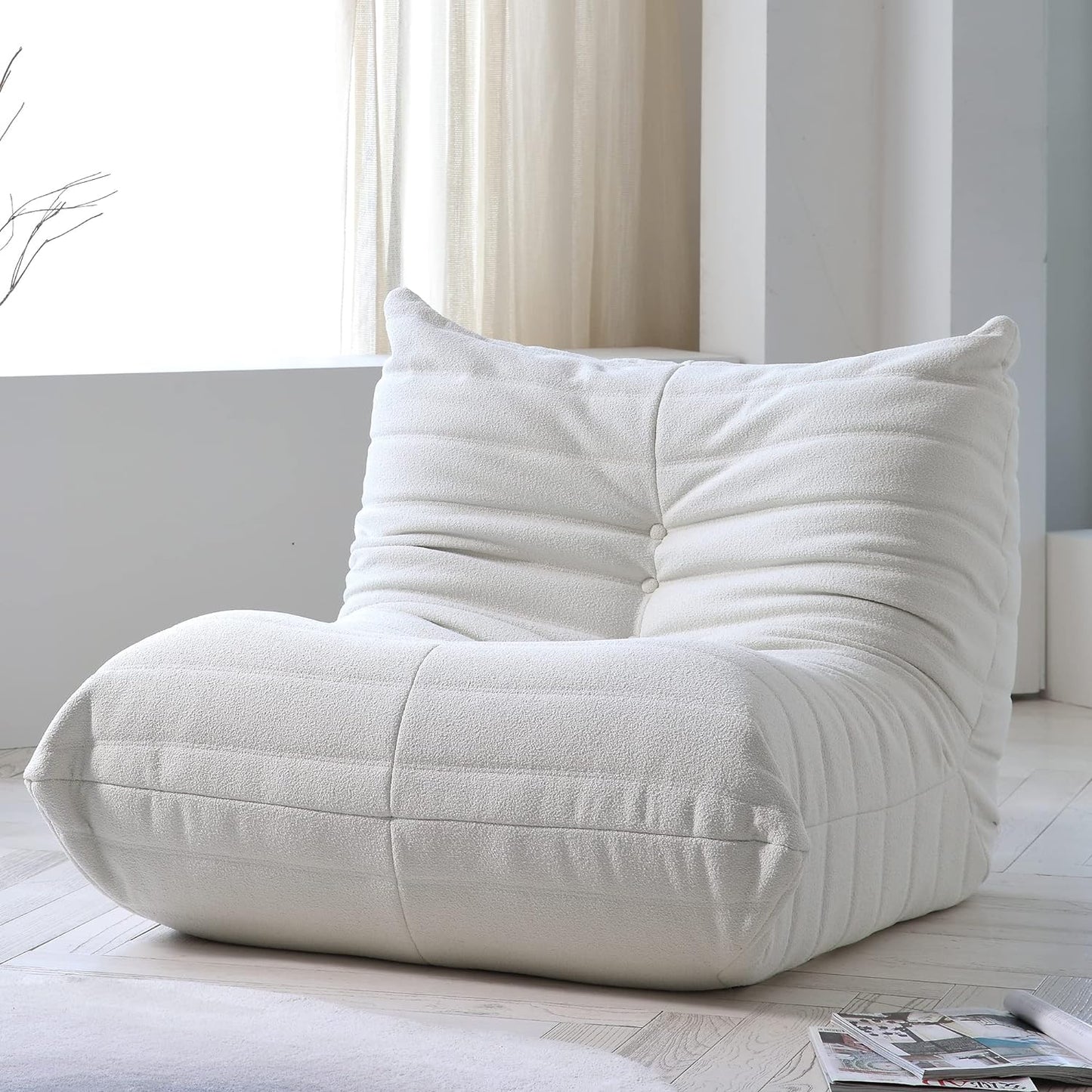 Muku Bouclé Chair - White - Single Seater - Nuvé