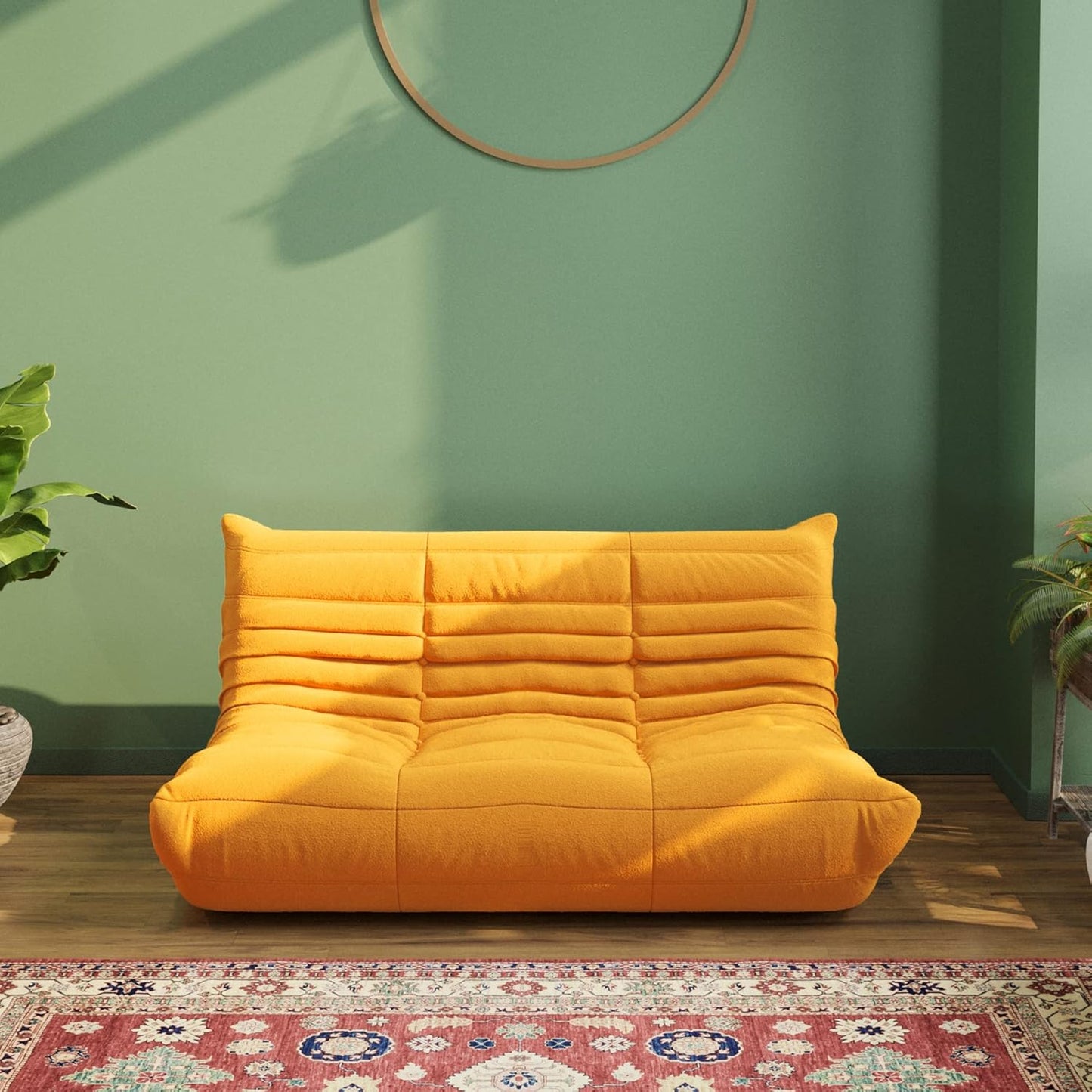 Muku Bouclé Chair - Yellow - 2 Seater - Nuvé