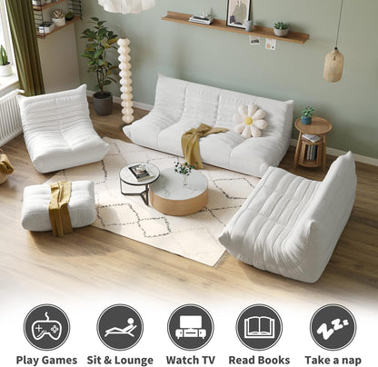 Muku Bouclé Chair - White - Single Seater - Nuvé