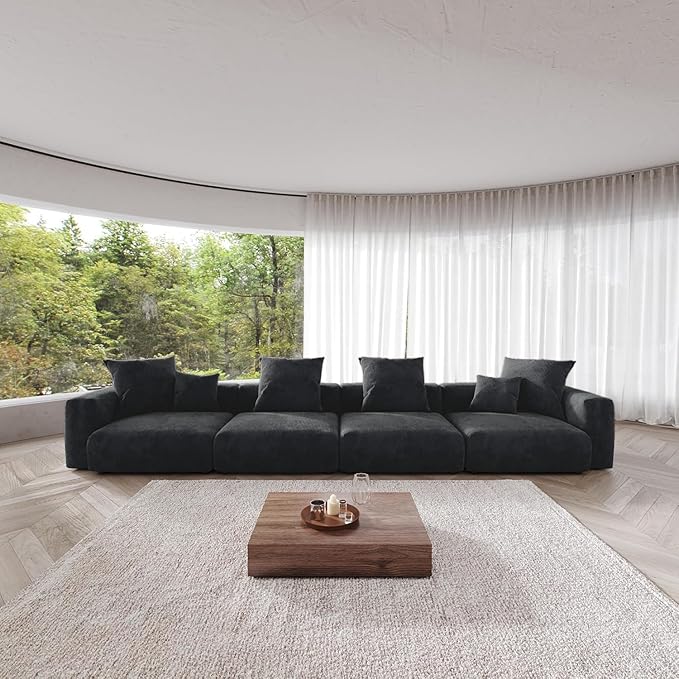 Kanso Corduroy Modular Bouclé Cloud Couch - Black - 4-Seater Sofa - Nuvé