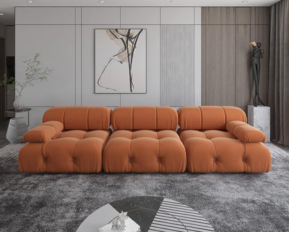 Nuvé® Takumi Velvet Modular Bouclé Cloud Sofa - Orange - 3 Seater Sofa - Nuvé