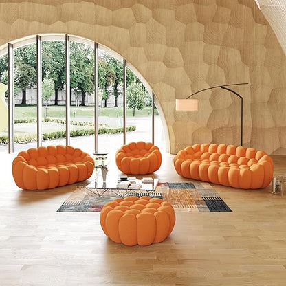 Nuvé® Mitsu Modular Bouclé Cloud Sofa - Orange - 1 + 2 + 3 Seater and Ottoman - Nuvé