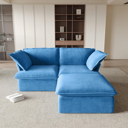 Sabi Modular Boucle Cloud Sofa - Blue - Single Ottoman - Nuvé