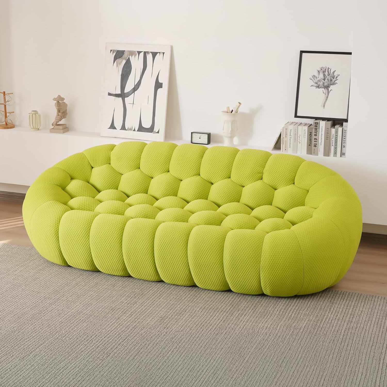 Nuvé® Mitsu Modular Bouclé Cloud Sofa - Lime Green - 3-Seater Sofa - Nuvé